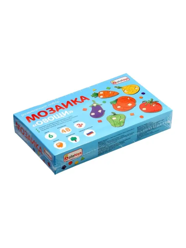 Мозаика "Овощи", 6 предметов, 48 геометрических фигур