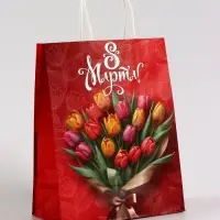 Пакет подарочный крафт, &laquo;8 Марта&raquo;, 21&times;11&times;27 см