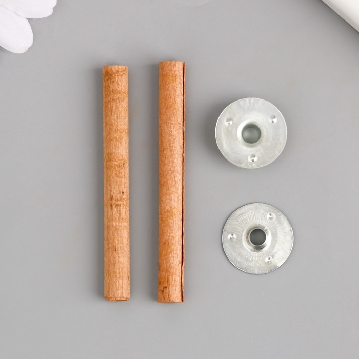 Фитиль для свечи дерево с металлическим держателем круглый набор 2 шт 0,6х6,5 см