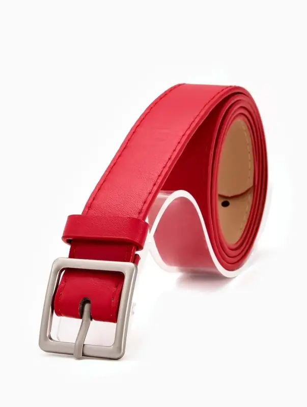 Ремень жен 05-01-02-01, Июнь2508, 3*0,3*110 см, без винта, пряж мат металл, 1 прокол, красн   109031