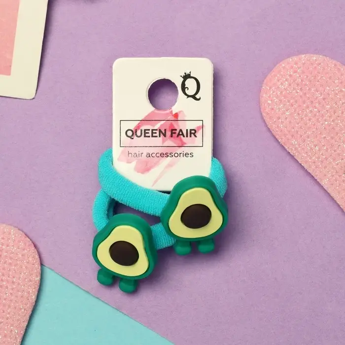 Резинки для волос &laquo;Крошка&raquo;, набор 2 шт., авокадо с ножками, 3 см, зелёные