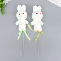 Набор топперов для украшения &laquo;Зайчата: посыпка, кружочки&raquo;, 2 шт., жёлтый, зелёный, 12 см