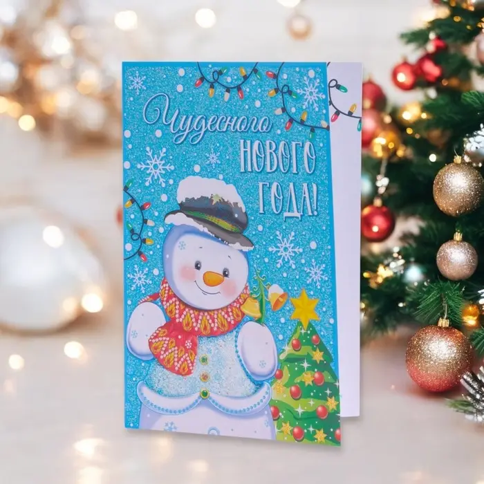 Открытка &laquo;С Новым Годом!&raquo; глиттер, 18&times;12 см