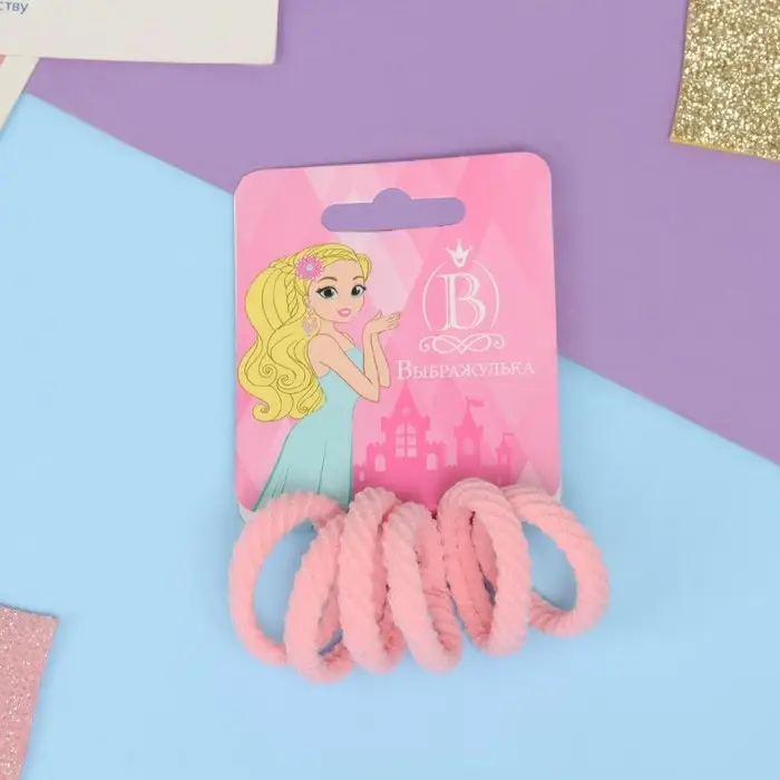 Резинка для волос "Махрушка спорт" (набор 6 шт) полосы диагональ, 2,5 см, микс