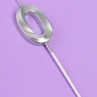 Свеча в торт на шпажке &laquo;Грань&raquo;, цифра 0, серебро, 5 см