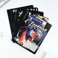 Тетрадь в частую косую линейку 12 листов А5, на скрепке &laquo;Футбол&raquo;, обложка мелованный картон, блок №1, 5 видов МИКС