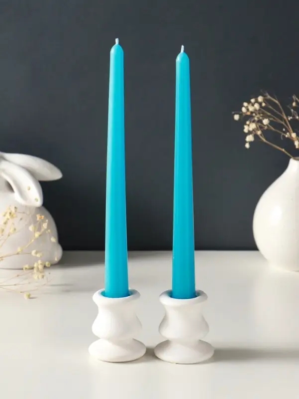 Набор свечей античных, 2,3х 24,5 см, 5 ч, 55 г, 2 штуки, синий