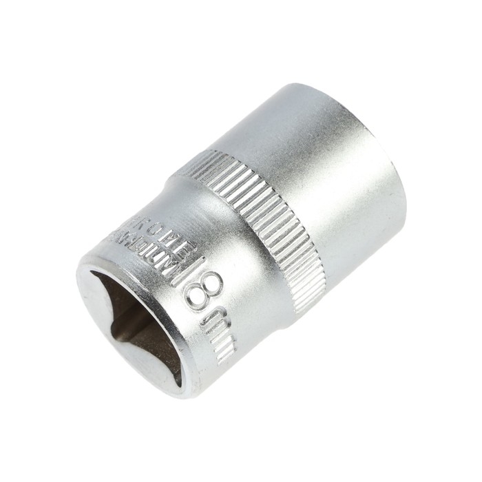 Головка торцевая шестигранная ТУНДРА, под квадрат 1/2", 18 мм, CrV