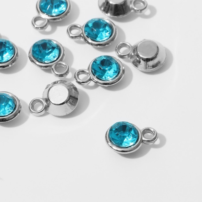 Концевик-подвеска &laquo;Круг&raquo; малый 1,3&times;0,9&times;0,2 см, (набор 10 шт.), цвет голубой в серебре