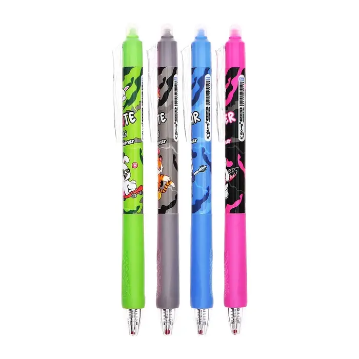 Ручка гелевая СТИРАЕМЫЕ ЧЕРНИЛА, стержень синий, 0.5 мм, автомат, корпус Мишка МИКС