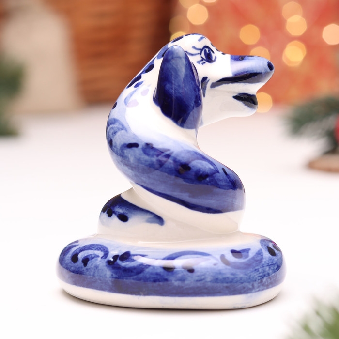 Сувенир "Змея", №8, гжель, 8 см