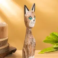 Сувенир интерьерный "Кошачья семья" (набор 3 шт: 30,25 и 20 см) дерево, цв. белый