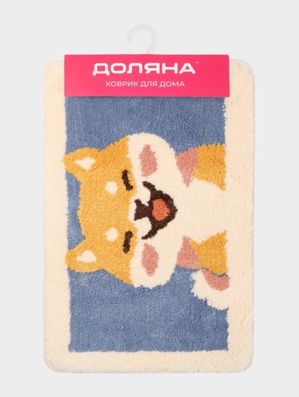 Коврик Доляна &laquo;Корги&raquo;, 40&times;60 см, микрофибра, синий