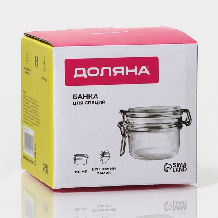 Банка стеклянная для хранения сыпучих продуктов Доляна &laquo;Галерея&raquo;, 190 мл, 11&times;8,5&times;6,5 см, с бугельным замком