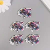 Декор для творчества дерево "Цветная пчела" 3,3х3,9х0,3 см