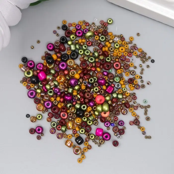 Бисер стекло 6/0 - 15/0 &laquo;Ассорти кофейное&raquo; d=1.5-4 мм, н-р 10 г