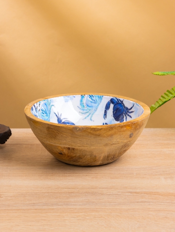 Миска "Крабы" дерево манго 17,5х17,5х6,5 см