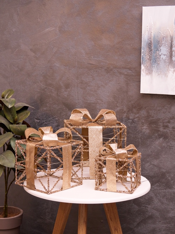 Фигура световая "Кубы", 25х20х15 см, 90 LED, батарейки ААх8 (не в компл.), свечение тёплое белое