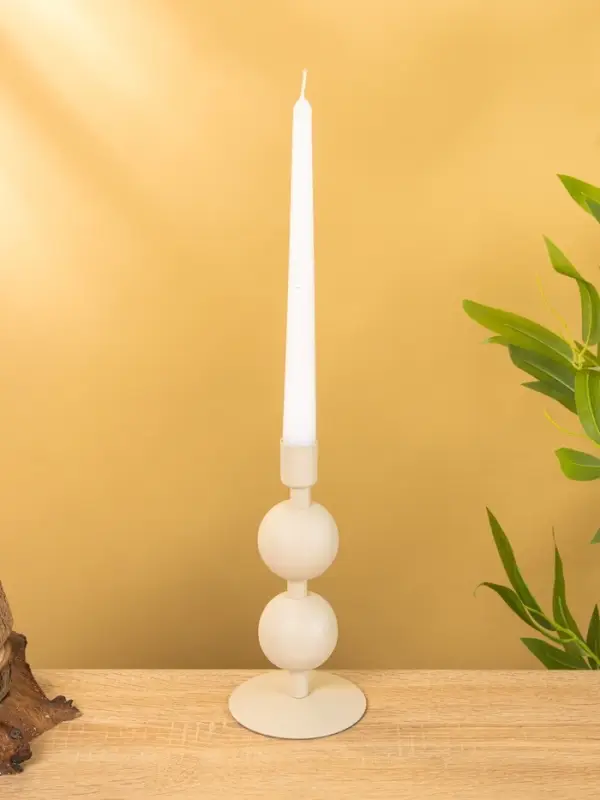 Подсвечник на 1 свечу текстурный "Фисташковый" с 2 сферами 8,5х8,5х18 см