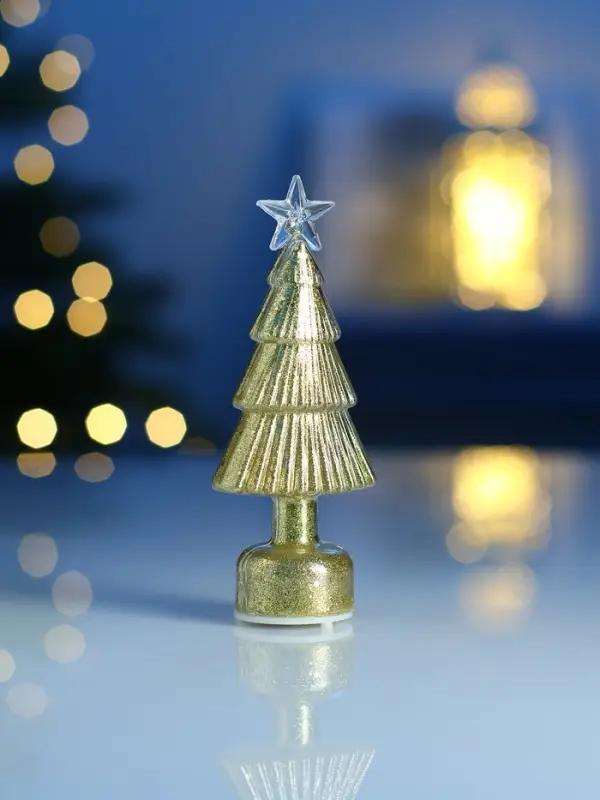 Фигура светодиодная "Елочка золотистая", 1 LED, 15х6 см, от бат. 3xAG13, Т/БЕЛЫЙ