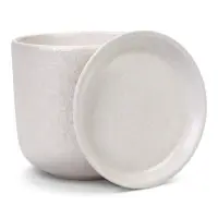 Горшок цветочный с поддоном 1,6 л, d15/h13 см белый керамика, "Перл" (М)