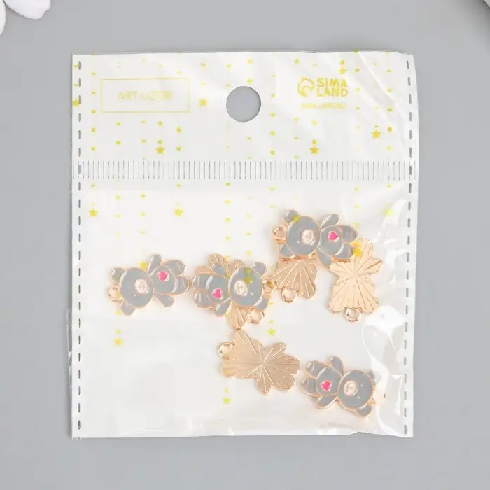 Металлический элемент, декоративная подвеска &laquo;Арт Узор. Мишка с сердцем&raquo;, эмаль, 1.7&times;1.3 см, МИКС