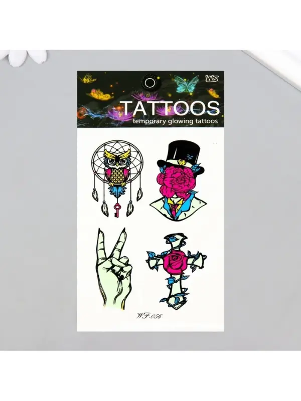 Переводные тату на тело светящиеся цветные &laquo;Загадочный флёр&raquo;, 14.3&times;7.5 см