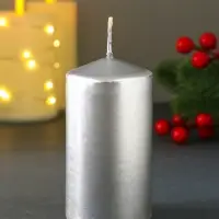 Свеча-столбик новогодняя 100х50 см, цв. серебряный