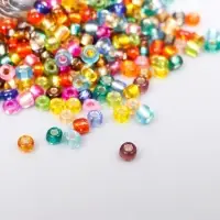 Бисер круглый 12/0 в бутылочке "Разноцветный" прозрачно-цветной 20 гр