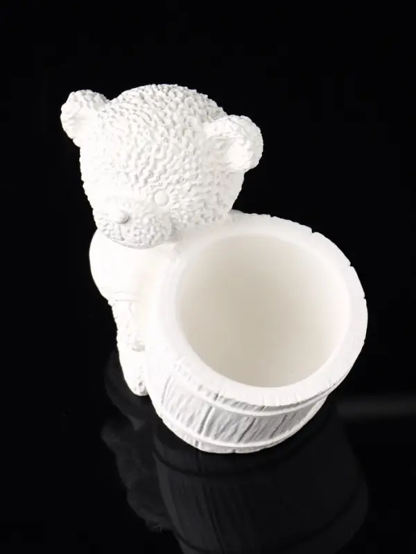 Кашпо "Медведь с горшочком" 9х10х6 см, натуральный