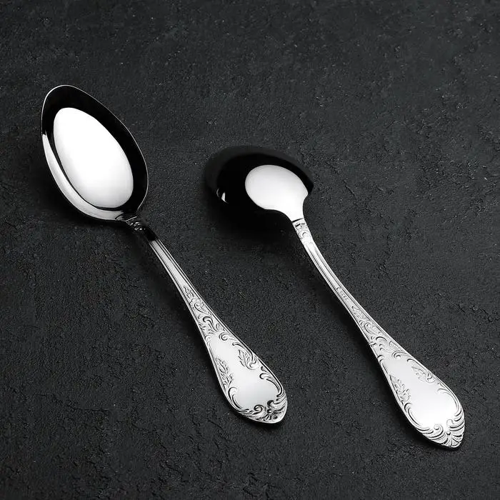 Ложка столовая &laquo;Посольская&raquo;, h=20 см, толщина 2,5 мм, цвет серебряный