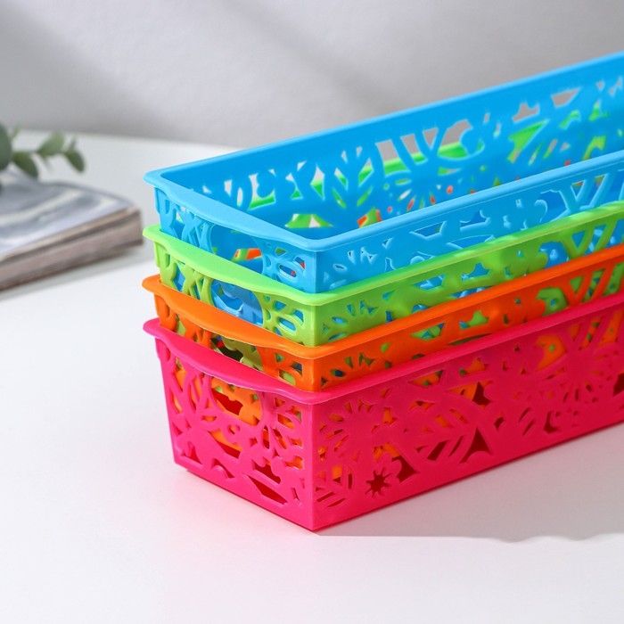 Корзина для хранения &laquo;Птицы&raquo;, пластик, 25&times;8,5&times;5 см, цвет МИКС