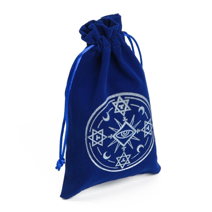 Мешочек для Таро, на Хэллоуин &laquo;Тайный знак&raquo;, бархатный, тёмно-синий, 12х18 см