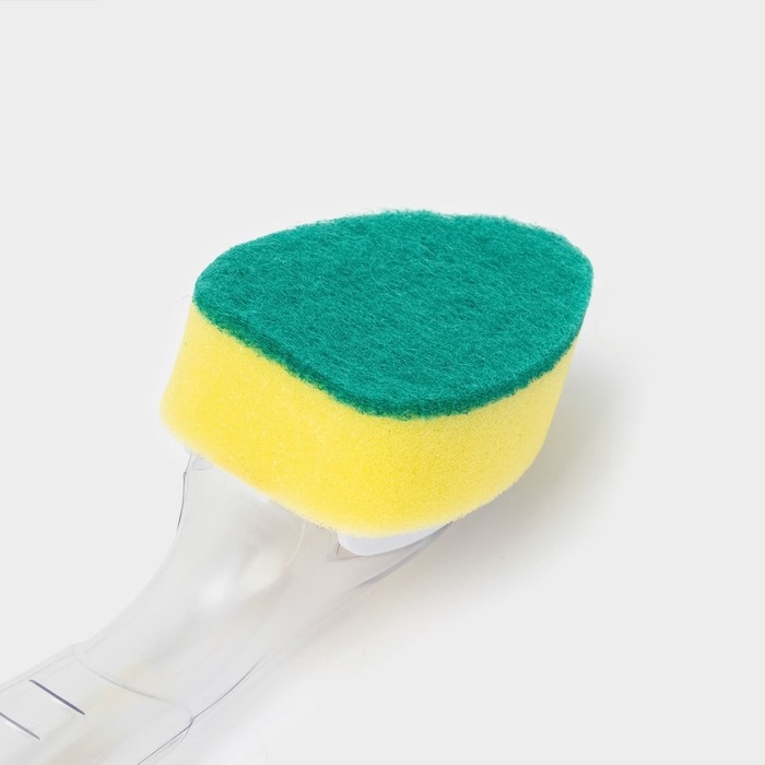 Губка для посуды Доляна, с ручкой дозатором, поролон, абразивное покрытие, 24&times;5,5&times;8 см