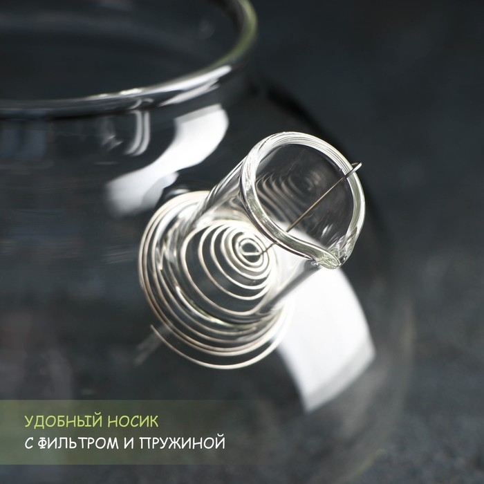 Чайник стеклянный заварочный с бамбуковой крышкой и металлическим фильтром Magistro &laquo;Эко&raquo;, 600 мл