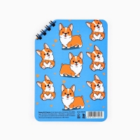 Блокнот А6, 40 листов на скошенном гребне. Белые листы. &laquo;Корги&raquo;