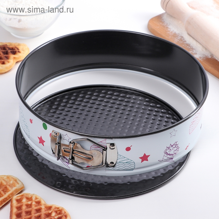 Набор форм для выпечки Доляна &laquo;Милый кондитер&raquo;, 3 предмета: d=28/26/24&times;7 см, съёмное дно, антипригарное покрытие, цвет белый