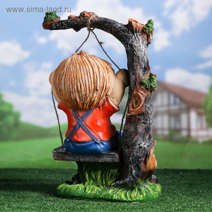 Садовая фигура "Мальчик на качелях" 44см