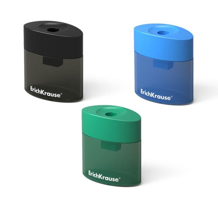 Точилка 1 отверстие Erich Krause SMART & SHARP, с контейнером, отверстие диаметром 8 мм, микс