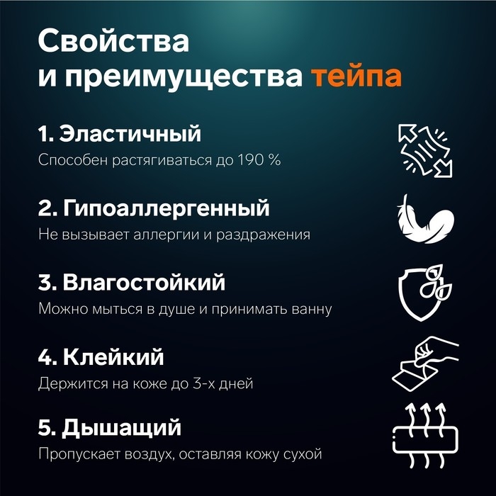 Кинезио - тейп, 3,8 см &times; 5 м, цвет белый