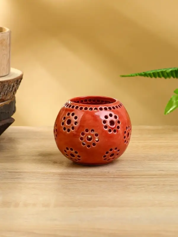 Аромалампа &laquo;Шар&raquo;, 9&times;9&times;7 см, керамика, красная