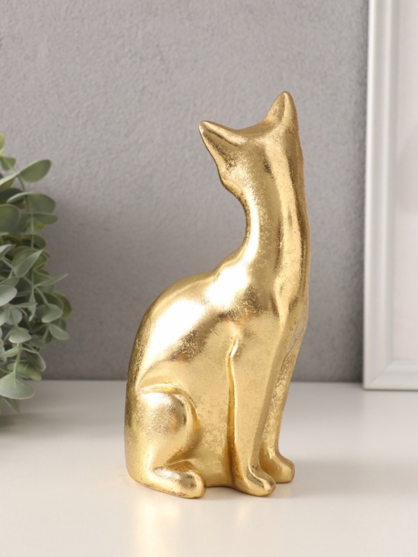 Сувенир полистоун "Золотая кошка" 11,5х7,5х20,5 см