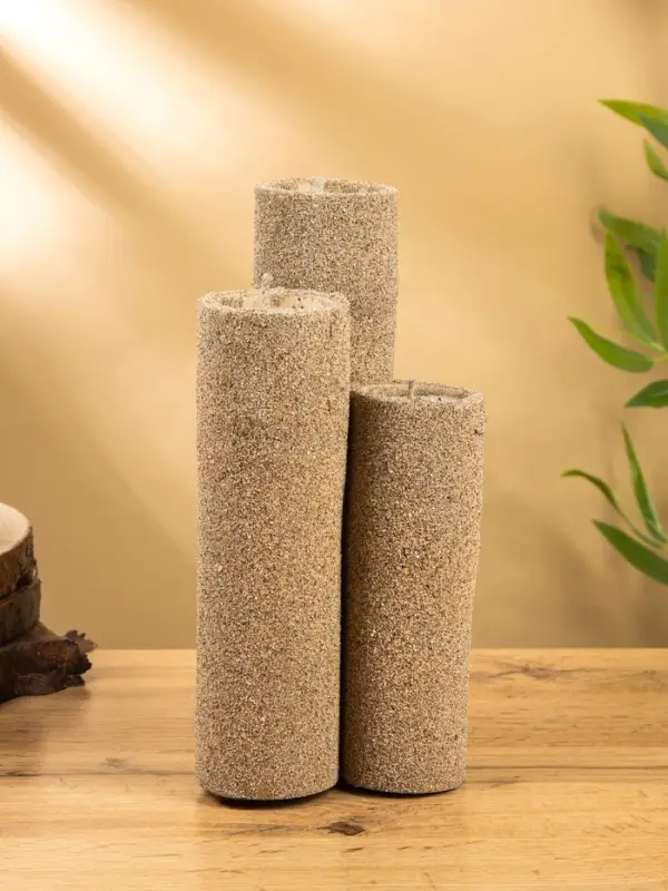 Свеча в бамбуке тройная, 15&times;15&times;30 см, 100 мл, песочная