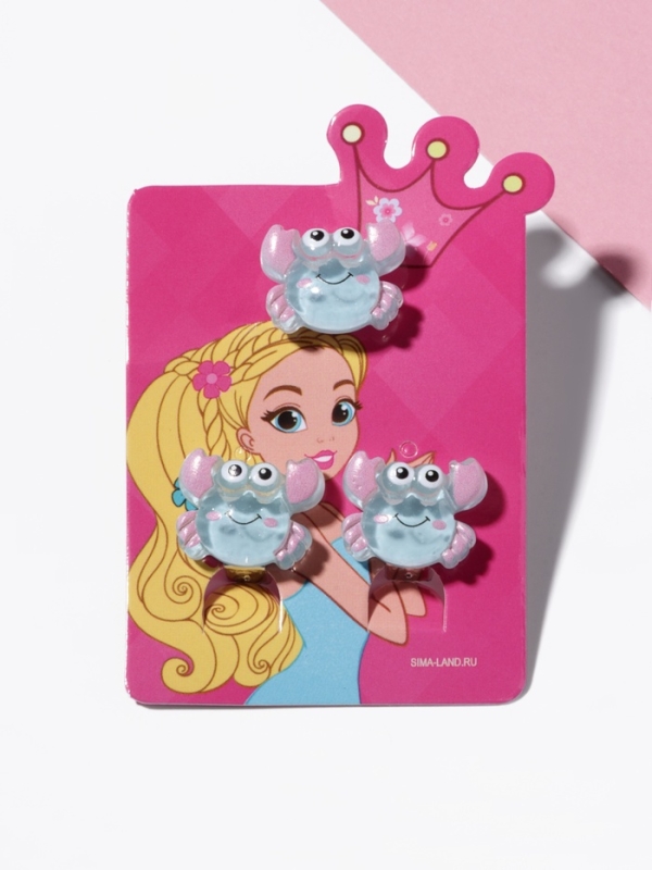 Набор детский "Выбражулька" 2 предмета: клипсы, кольцо, краб, цвет голубо-розовый