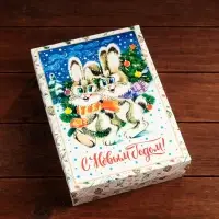 Коробка сборная крышка - дно, &laquo;Зайки&raquo;, 21&times;15&times;5.7 см