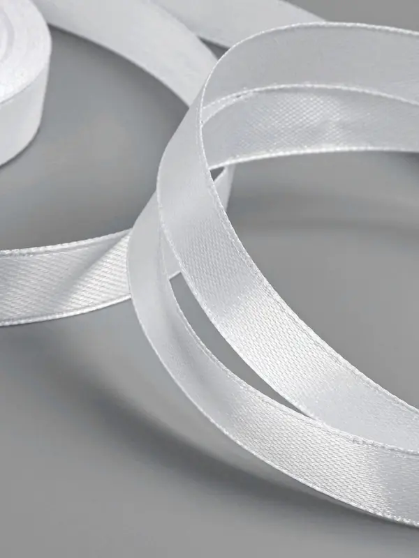 Лента атласная, 12 мм &times; 23 &plusmn; 1 м, цвет белый №01