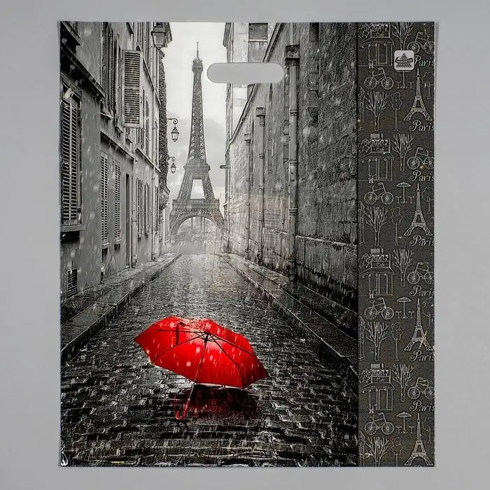 Пакет &laquo;Мой Париж&raquo;, полиэтиленовый с вырубной ручкой, 38&times;45 см, 60 мкм