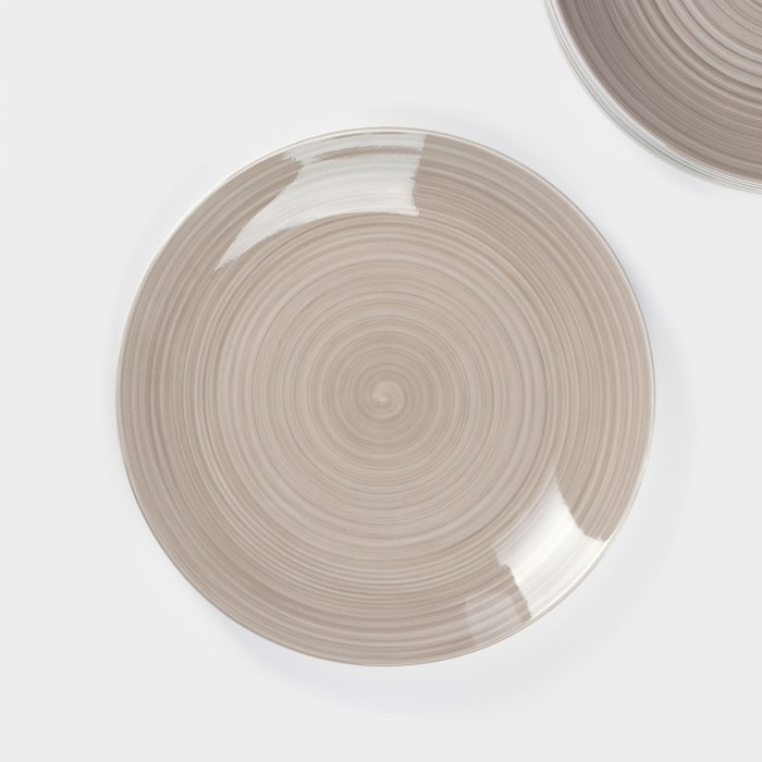 Набор фарфоровых тарелок Доляна &laquo;Палитра&raquo;, 6 предметов: d=19 см, цвет серый