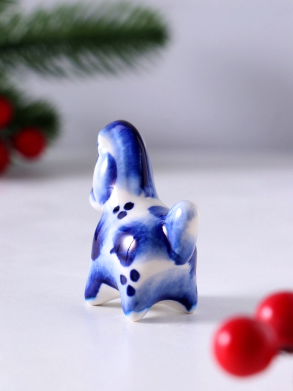 Сувенир Конь Дымка, 5х5,5х2,5 см, гжель