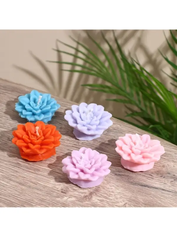 Свеча "Цветок" 5х5х2 см, соевый воск, микс